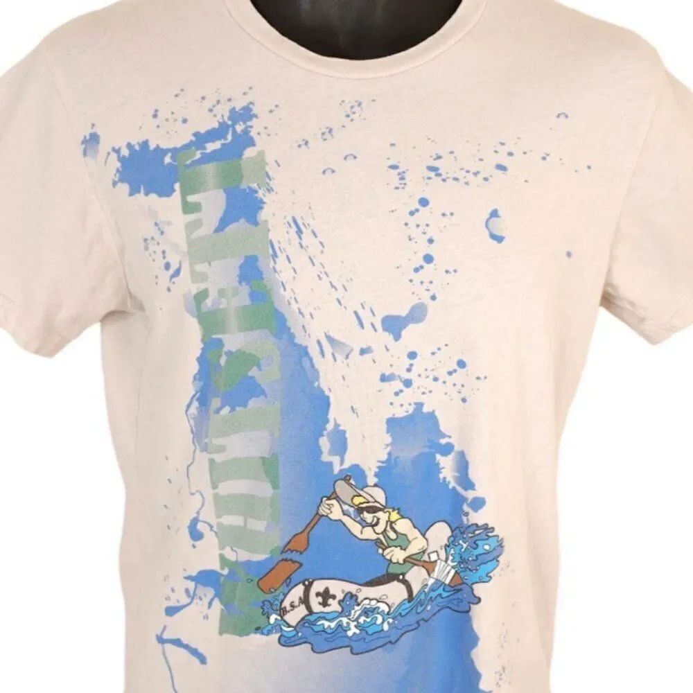 Boy Scouts T Shirt Mens Size Small Cream Whitsett NC Whitewater Rafting